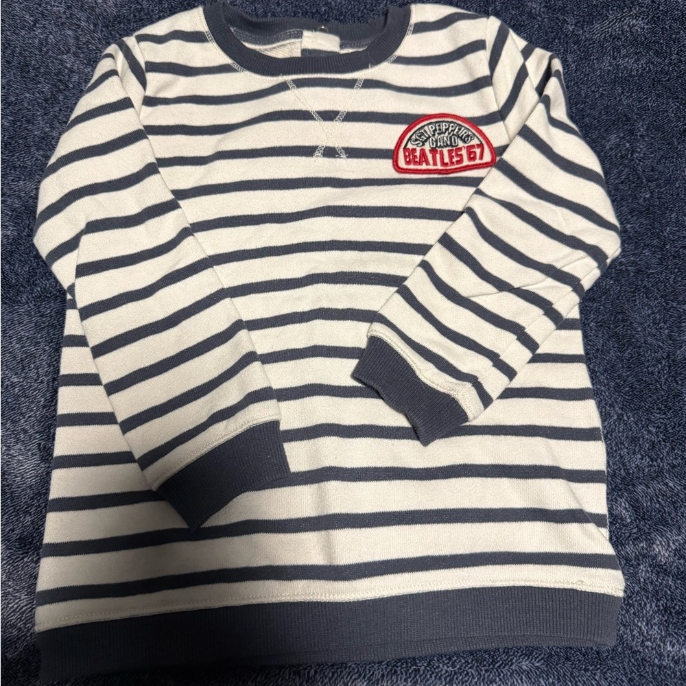 Junk Food Clothing Sgt Pepper Navy and White Striped Kids Sweatshirt